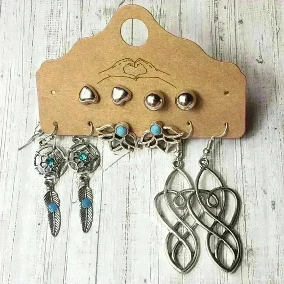 Jewelry - NWT Bohemian Vintage Earrings Silver Alloy Turquoise Bohemian Hippy Western